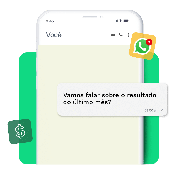 Mockup de celular com WhatsApp da Consultoria Tração